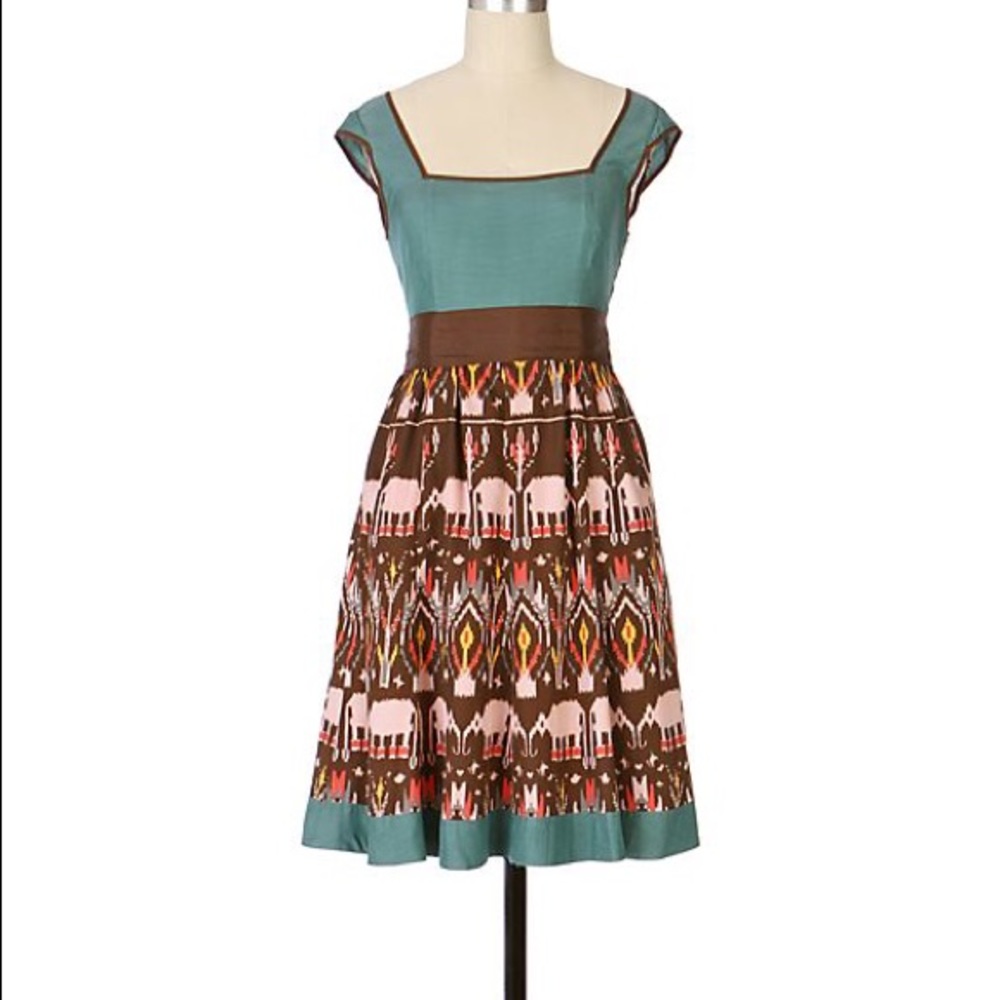 Anthropologie Diodore Elephant March Ikat Dress